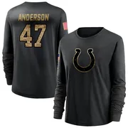 Women's Liam Anderson Indianapolis Colts Black 2020 Salute To Service Sideline Performance Long Sleeve T-Shirt