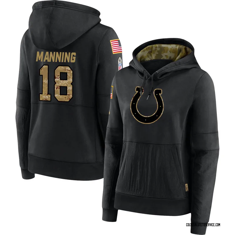 Women's Peyton Manning Indianapolis Colts Black 2020 Salute to Service Sideline Performance Pullover Hoodie