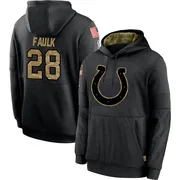 Youth Marshall Faulk Indianapolis Colts Black 2020 Salute to Service Sideline Performance Pullover Hoodie